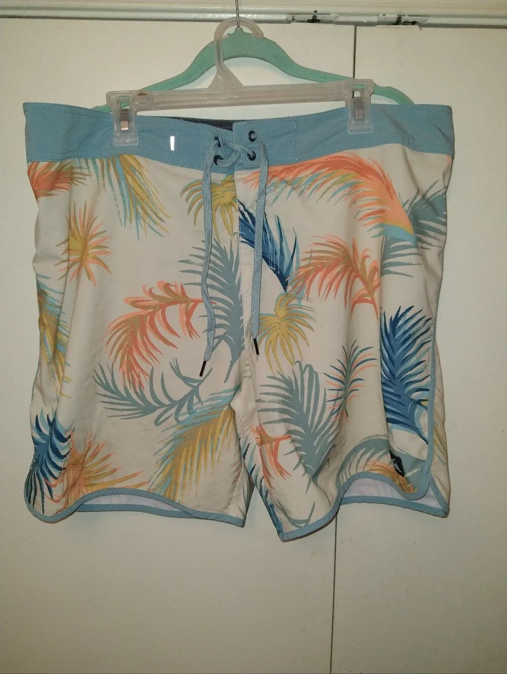 Quiksilver Highline Surfsilk Palm Tree Leaf Print Scallop Boardshorts Men's 40